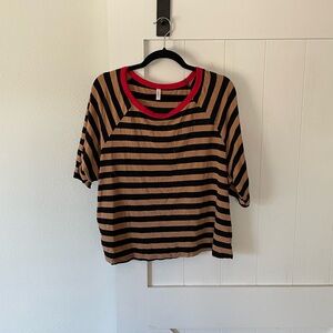 Chic Striped Black and Tan Women's Tee